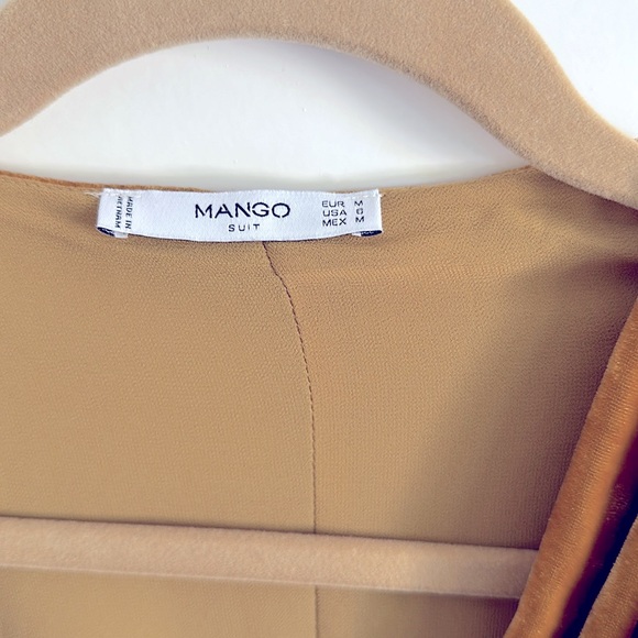 Mango Velvet Lined  Wrap Midi Dress US 6 Brooch Accent Button Orange Gold Color - Picture 2 of 10